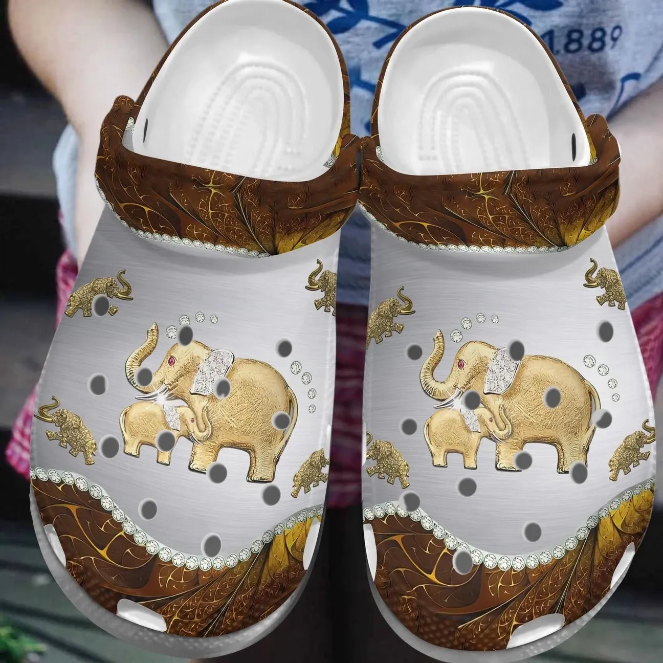 Elephant Personalize Clog Custom Crocs Fashionstyle Comfortable For Women Men Kid Print 3D Golden Elephant Elephant Personalize Clog Custom Crocs Fashionstyle Comfortable For Women Men Kid Print 3D Golden Elephant