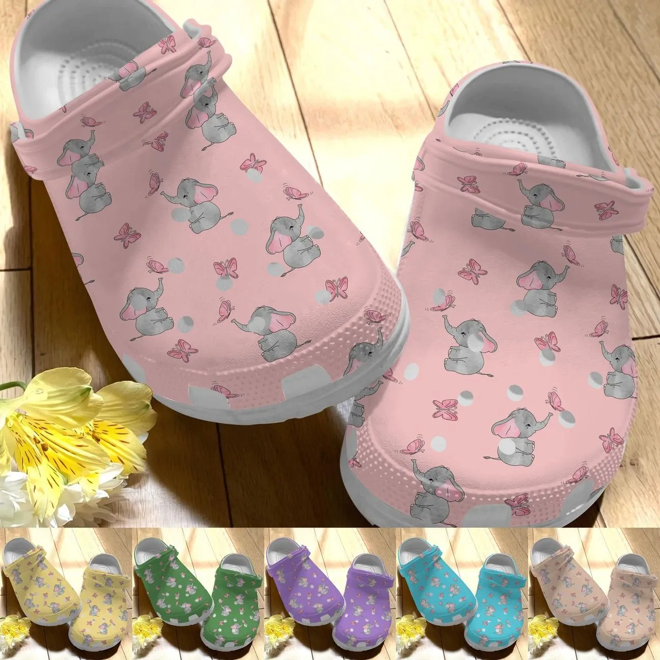 Elephant Personalize Clog Custom Crocs Fashionstyle Comfortable For Women Men Kid Print 3D Whitesole Baby Elephant Elephant Personalize Clog Custom Crocs Fashionstyle Comfortable For Women Men Kid Print 3D Whitesole Baby Elephant