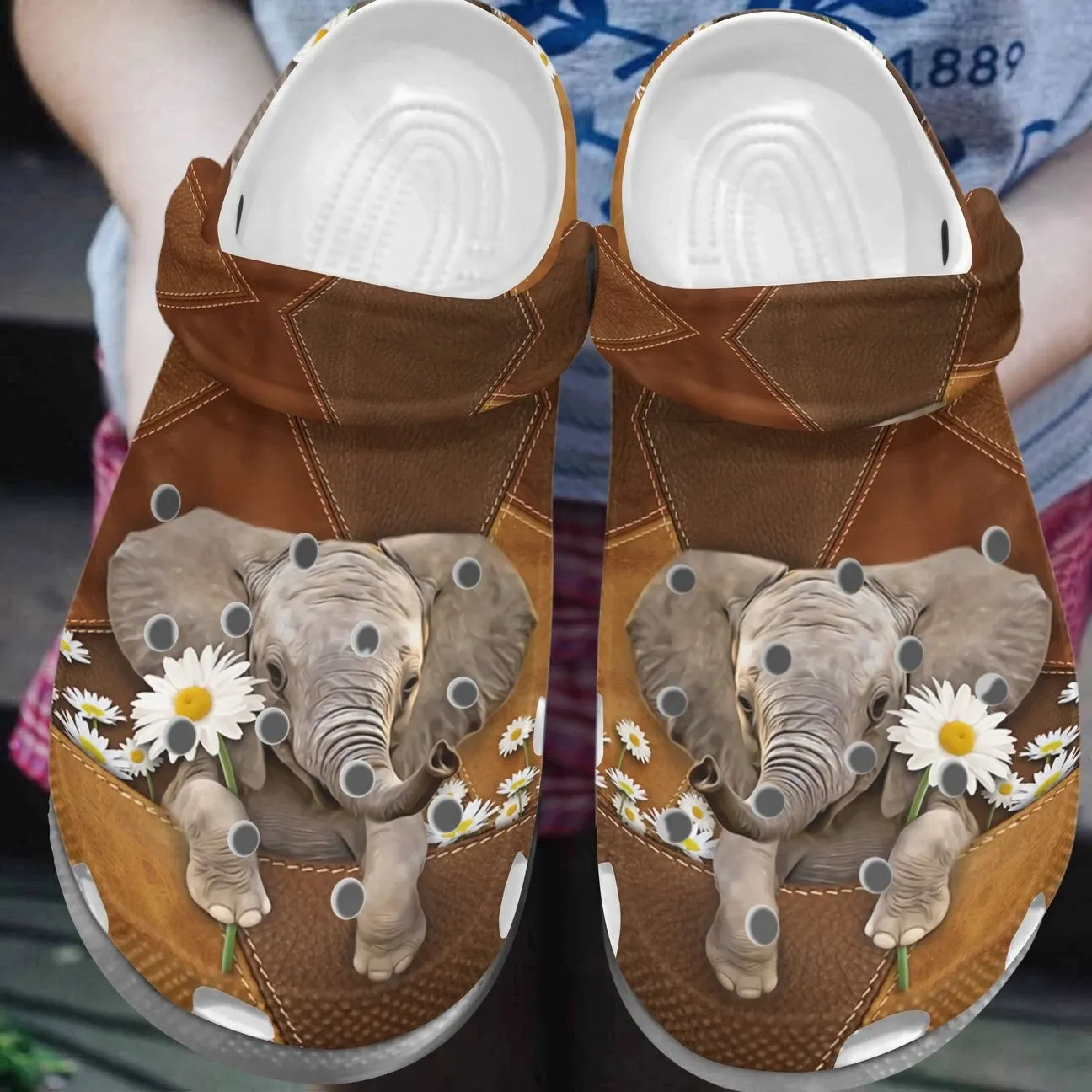 Elephant Personalize Clog Custom Crocs Fashionstyle Comfortable For Women Men Kid Print 3D Whitesole Lovely Elephant And Daisy Elephant Personalize Clog Custom Crocs Fashionstyle Comfortable For Women Men Kid Print 3D Whitesole Lovely Elephant And Daisy