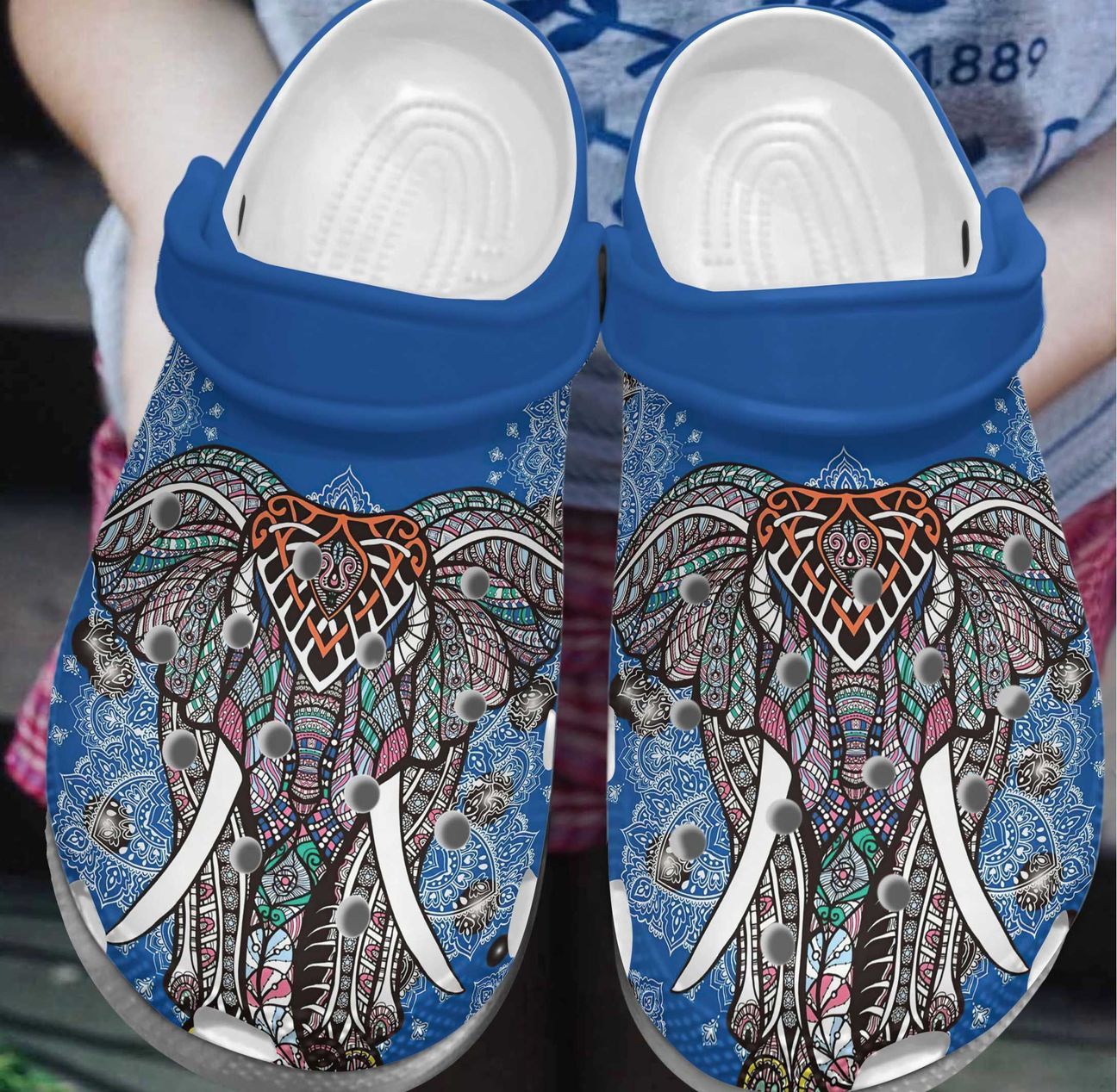 Elephant Personalized Clog Custom Crocs Comfortablefashion Style Comfortable For Women Men Kid Print 3D Azure Mandala Elephant Personalized Clog Custom Crocs Comfortablefashion Style Comfortable For Women Men Kid Print 3D Azure Mandala