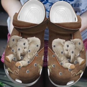 Elephant Personalized Clog Custom Crocs Comfortablefashion Style Comfortable For Women Men Kid Print 3D Baby Elephant With Zipper Design
