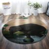 Elephant Standing On Earth Round Carpet Floor Rug Living Room Bedroom Decor Round Area Rug Carpet