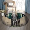 Elephant With Butterfly In Ears Round Carpet Floor Rug Living Room Bedroom Decor Round Area Rug Carpet