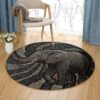 Elephant Zen Round Carpet Floor Rug Living Room Bedroom Decor Round Area Rug Carpet