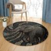 Elephant Zen Round Carpet Floor Rug Living Room Bedroom Decor Round Area Rug Carpet