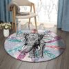 Elephants Round Carpet Floor Rug Living Room Bedroom Decor Round Area Rug Carpet