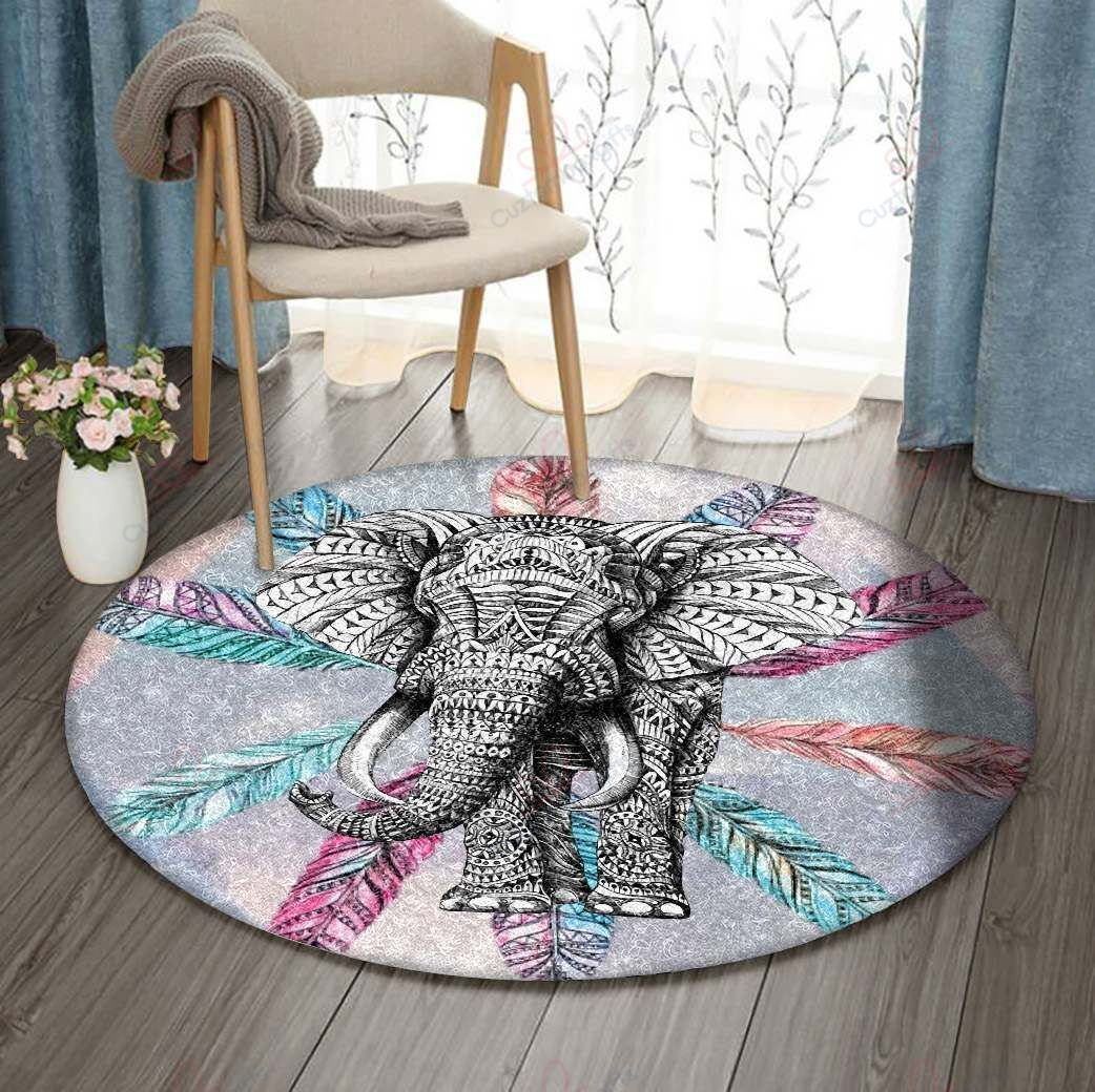 Elephants Round Carpet Floor Rug Living Room Bedroom Decor Round Area Rug Carpet Elephants Round Carpet Floor Rug Living Room Bedroom Decor Round Area Rug Carpet