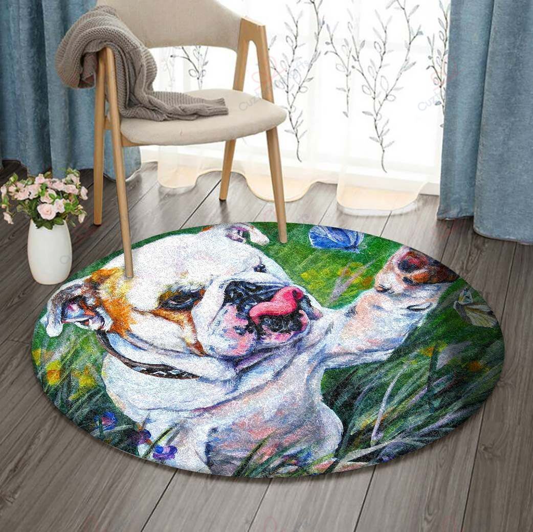 English Bulldog Round Carpet Floor Rug Living Room Bedroom Decor Round Area Rug Carpet English Bulldog Round Carpet Floor Rug Living Room Bedroom Decor Round Area Rug Carpet