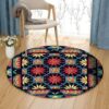 Ethnic Floral Round Carpet Floor Rug Living Room Bedroom Decor Round Area Rug Carpet
