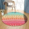 Ethnic Pattern Round Carpet Floor Rug Living Room Bedroom Decor Round Area Rug Carpet