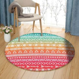 Ethnic Pattern Round Carpet Floor Rug Living Room Bedroom Decor Round Area Rug Carpet