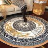European Pattern Round Carpet Floor Rug Living Room Bedroom Decor Round Area Rug Carpet