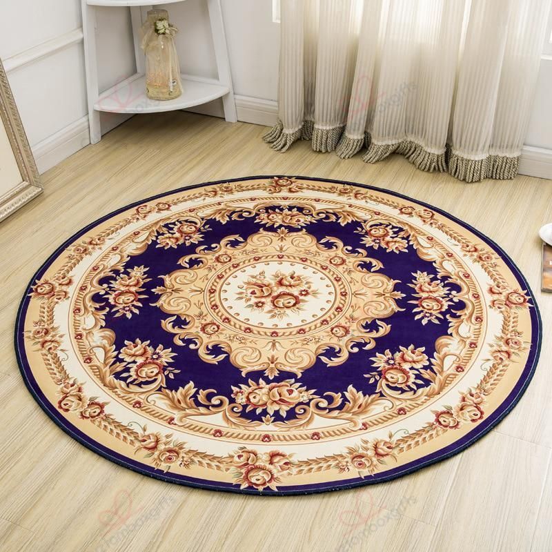 European Style Floral Round Carpet Floor Rug Living Room Bedroom Decor Round Area Rug Carpet European Style Floral Round Carpet Floor Rug Living Room Bedroom Decor Round Area Rug Carpet