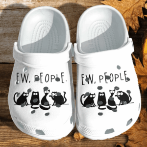 Ew People Black Cat Shoes Crocs Clog Funny – Anime Cat Meme Croc Shoes Gifts Men Women