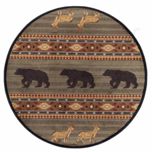 Expedition Wildlife Novelty Lodge Round Carpet Floor Rug Living Room Bedroom Decor Round Area Rug Carpet