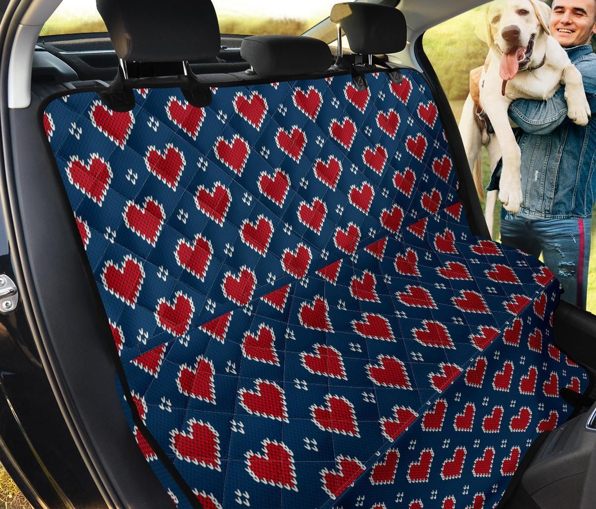 Fairisle Heart Christmas Car Back Seat Cover Dog Car Seat Covers - aa1a29f4b261 Fairisle Heart Christmas Car Back Seat Cover Dog Car Seat Covers - aa1a29f4b261