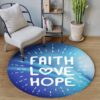Faith Hope Love Round Carpet Floor Rug Living Room Bedroom Decor Round Area Rug Carpet