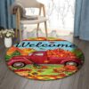 Fall Camping Car Round Carpet Floor Rug Living Room Bedroom Decor Round Area Rug Carpet