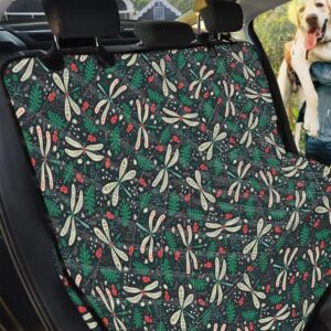 Falling Snow Christmas Floral Dragonfly Car Back Seat Cover Dog Car Seat Covers - 43161d53a1ad