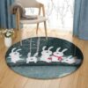 Family Rabbit Round Carpet Floor Rug Living Room Bedroom Decor Round Area Rug Carpet