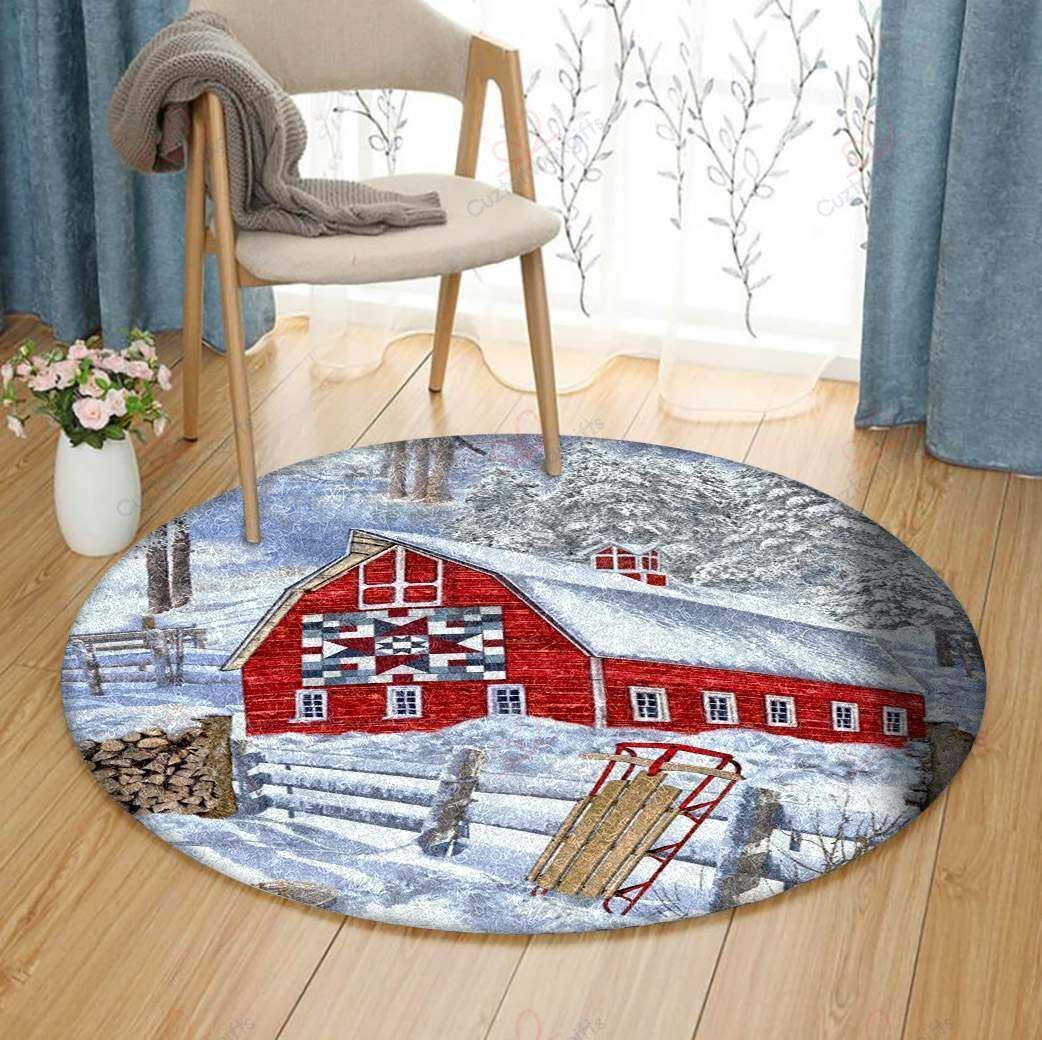 Farm Winter Round Carpet Floor Rug Living Room Bedroom Decor Round Area Rug Carpet Farm Winter Round Carpet Floor Rug Living Room Bedroom Decor Round Area Rug Carpet