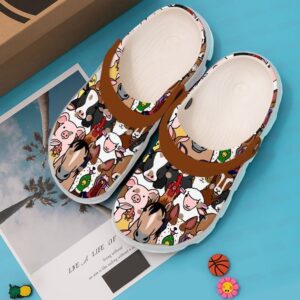 Farmer Animals Doodle Sku 961 Crocs Clog Clog Shoes