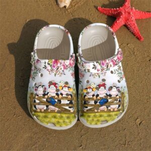 Farmer Floral Cows Sku 663 Crocs Crocband Clog Comfortable For Mens Womens Classic Clog Water Shoes