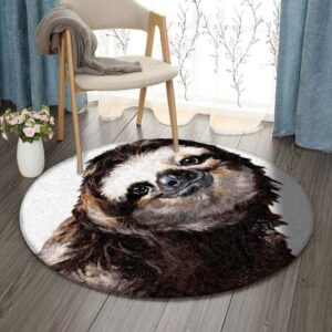 Fat Sloth Round Carpet Floor Rug Living Room Bedroom Decor Round Area Rug Carpet