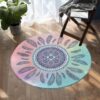 Feathers Circle Round Carpet Floor Rug Living Room Bedroom Decor Round Area Rug Carpet