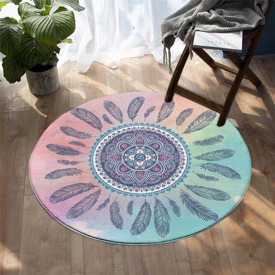 Feathers Circle Round Carpet Floor Rug Living Room Bedroom Decor Round Area Rug Carpet Feathers Circle Round Carpet Floor Rug Living Room Bedroom Decor Round Area Rug Carpet