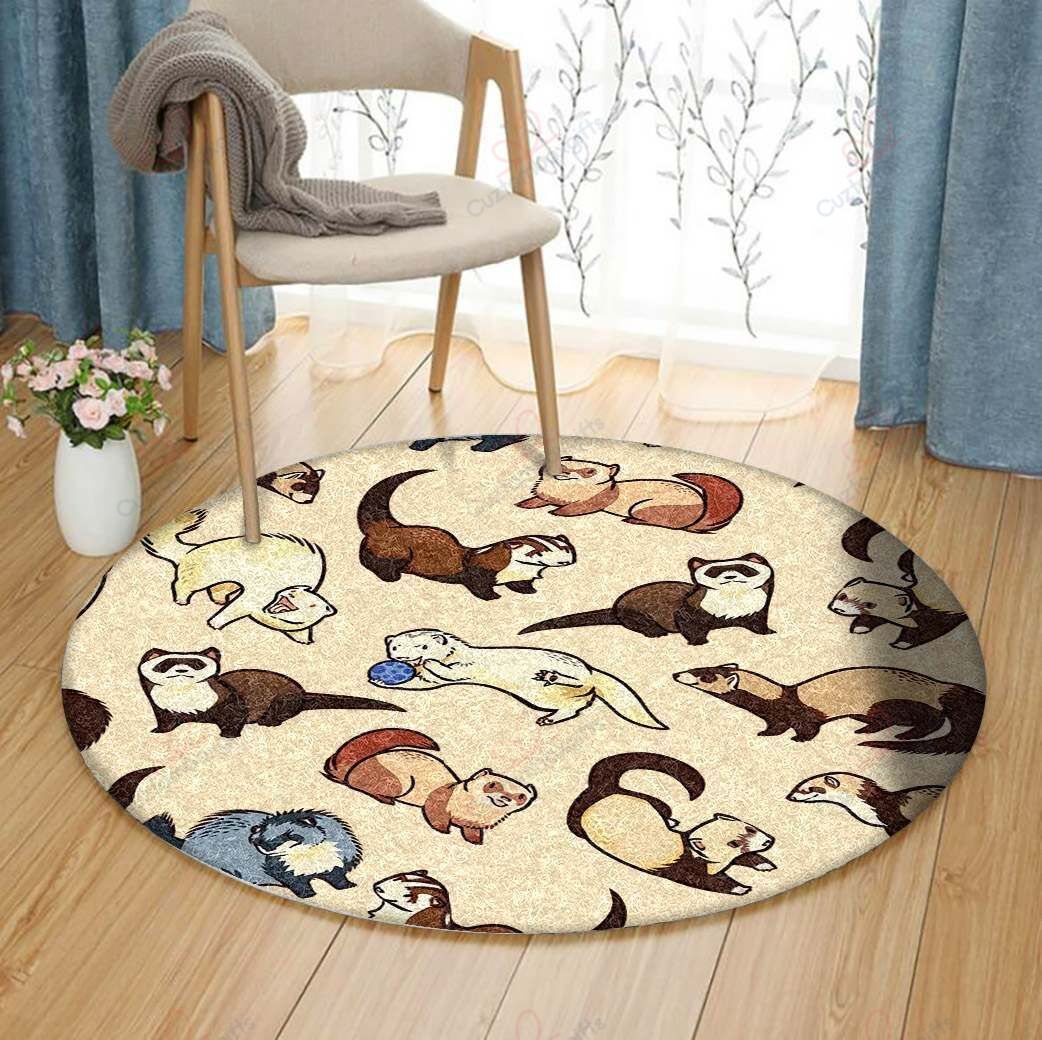 Ferret Round Carpet Floor Rug Living Room Bedroom Decor Round Area Rug Carpet Ferret Round Carpet Floor Rug Living Room Bedroom Decor Round Area Rug Carpet