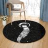 Ferret In Space Round Carpet Floor Rug Living Room Bedroom Decor Round Area Rug Carpet