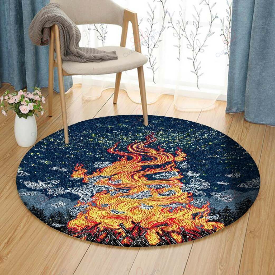 Fire And Butterfly Round Carpet Floor Rug Living Room Bedroom Decor Round Area Rug Carpet Fire And Butterfly Round Carpet Floor Rug Living Room Bedroom Decor Round Area Rug Carpet