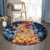 Fire Camp And Butterfly In Starry Night Round Carpet Floor Rug Living Room Bedroom Decor Round Area Rug Carpet