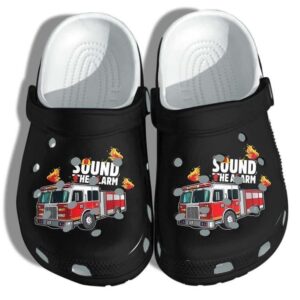 Fire Engine Car Shoes Crocs Clog For Firefighter Son – Sound The Alarm Clog Birthday Gift For  Father Day For Mens And Womens