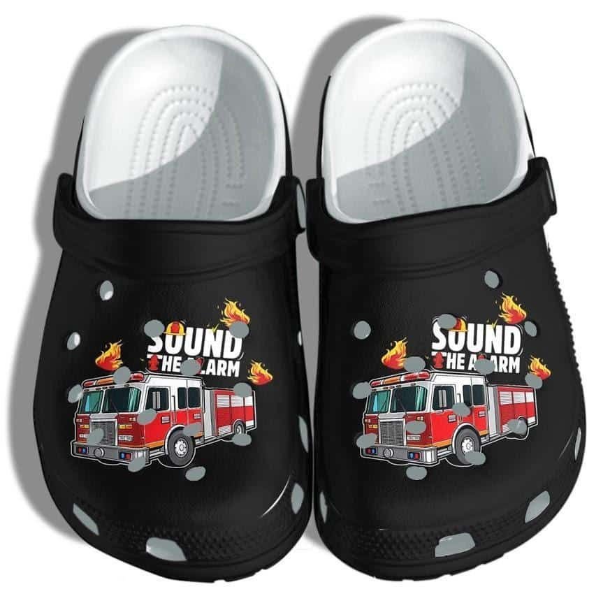 Fire Engine Car Shoes Crocs Clog For Firefighter Son – Sound The Alarm Clog Birthday Gift For Father Day For Mens And Womens Fire Engine Car Shoes Crocs Clog For Firefighter Son – Sound The Alarm Clog Birthday Gift For Father Day For Mens And Womens