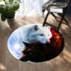 Fire Ice Yin Yang Wolf Native American Round Carpet Floor Rug Living Room Bedroom Decor Round Area Rug Carpet