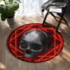 Fire Skull Round Carpet Floor Rug Living Room Bedroom Decor Round Area Rug Carpet