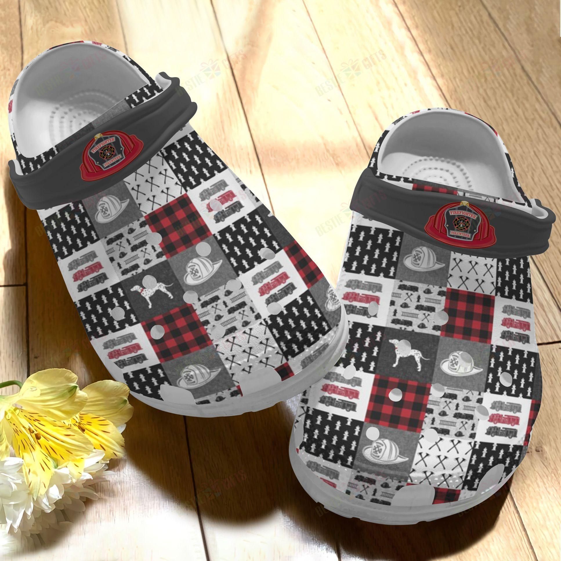 Firefighter Crocs Clog Classic Clog Red Black Shoes Firefighter Crocs Clog Classic Clog Red Black Shoes