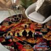 Firefighter Save Life 2 Round Carpet Floor Rug Living Room Bedroom Decor Round Area Rug Carpet