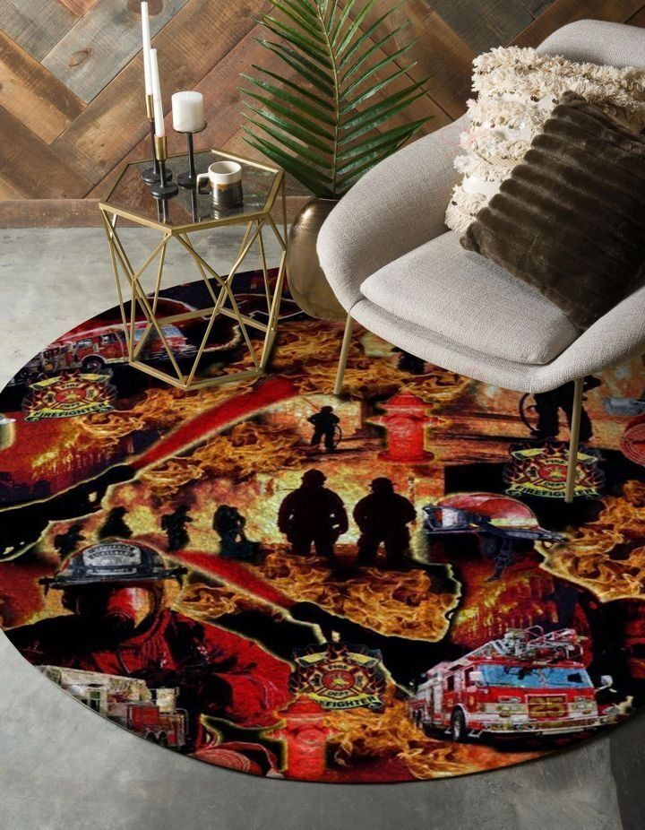 Firefighter Save Life 2 Round Carpet Floor Rug Living Room Bedroom Decor Round Area Rug Carpet Firefighter Save Life 2 Round Carpet Floor Rug Living Room Bedroom Decor Round Area Rug Carpet