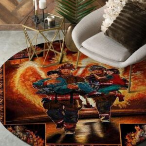 Firefighter Save Life Round Carpet Floor Rug Living Room Bedroom Decor Round Area Rug Carpet