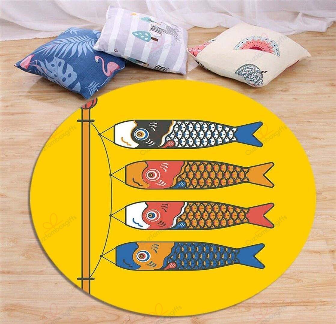 Fish Anchor Round Carpet Floor Rug Living Room Bedroom Decor Round Area Rug Carpet Fish Anchor Round Carpet Floor Rug Living Room Bedroom Decor Round Area Rug Carpet
