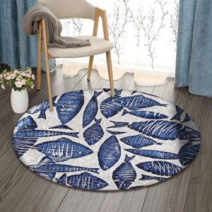 Fish Round Carpet Floor Rug Living Room Bedroom Decor Round Area Rug Carpet