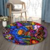 Fish Ocean Compass Round Carpet Floor Rug Living Room Bedroom Decor Round Area Rug Carpet