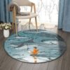 Fishes And The Boy Round Carpet Floor Rug Living Room Bedroom Decor Round Area Rug Carpet