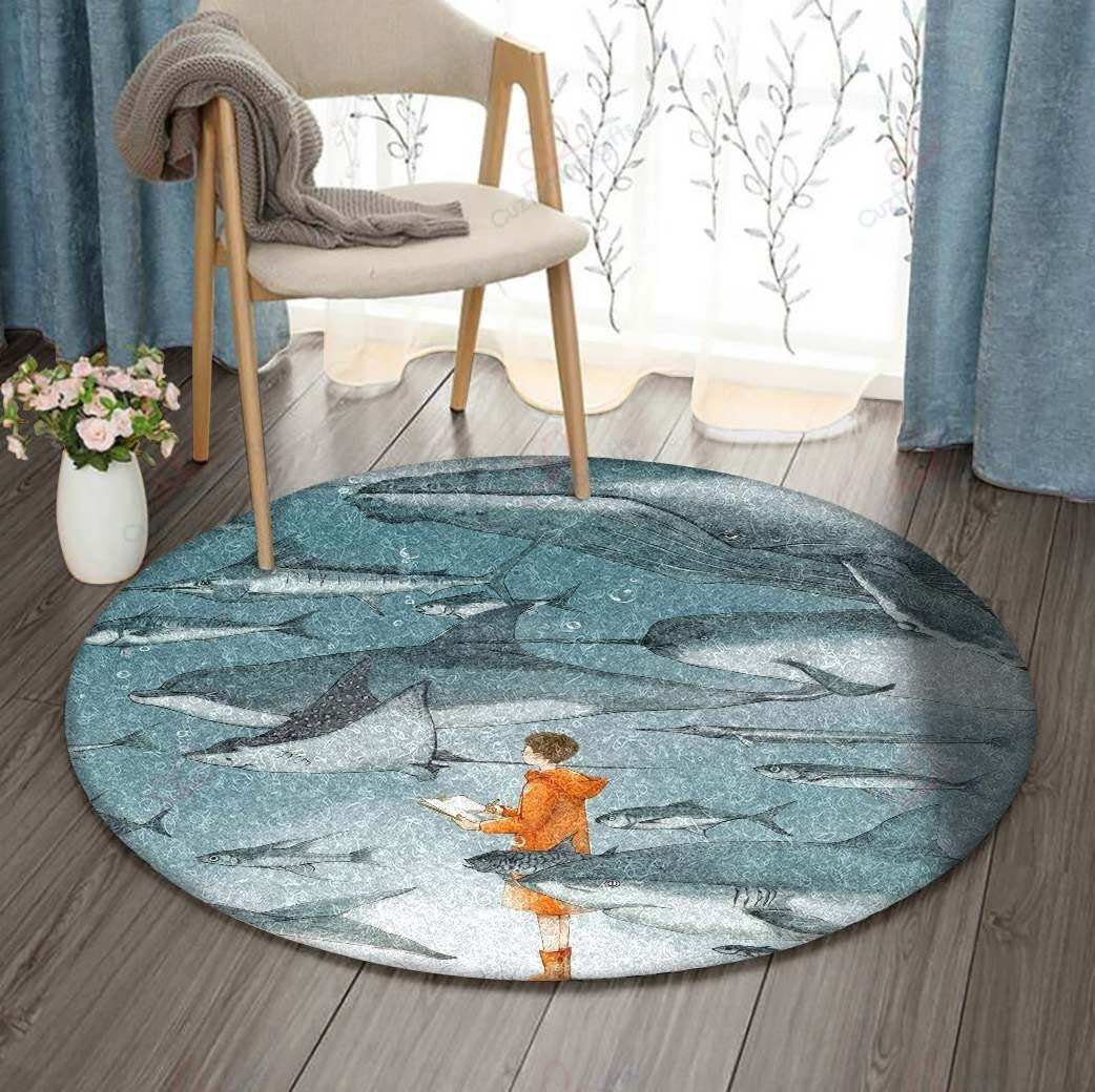 Fishes And The Boy Round Carpet Floor Rug Living Room Bedroom Decor Round Area Rug Carpet Fishes And The Boy Round Carpet Floor Rug Living Room Bedroom Decor Round Area Rug Carpet