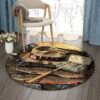 Fishing And Hat Round Carpet Floor Rug Living Room Bedroom Decor Round Area Rug Carpet