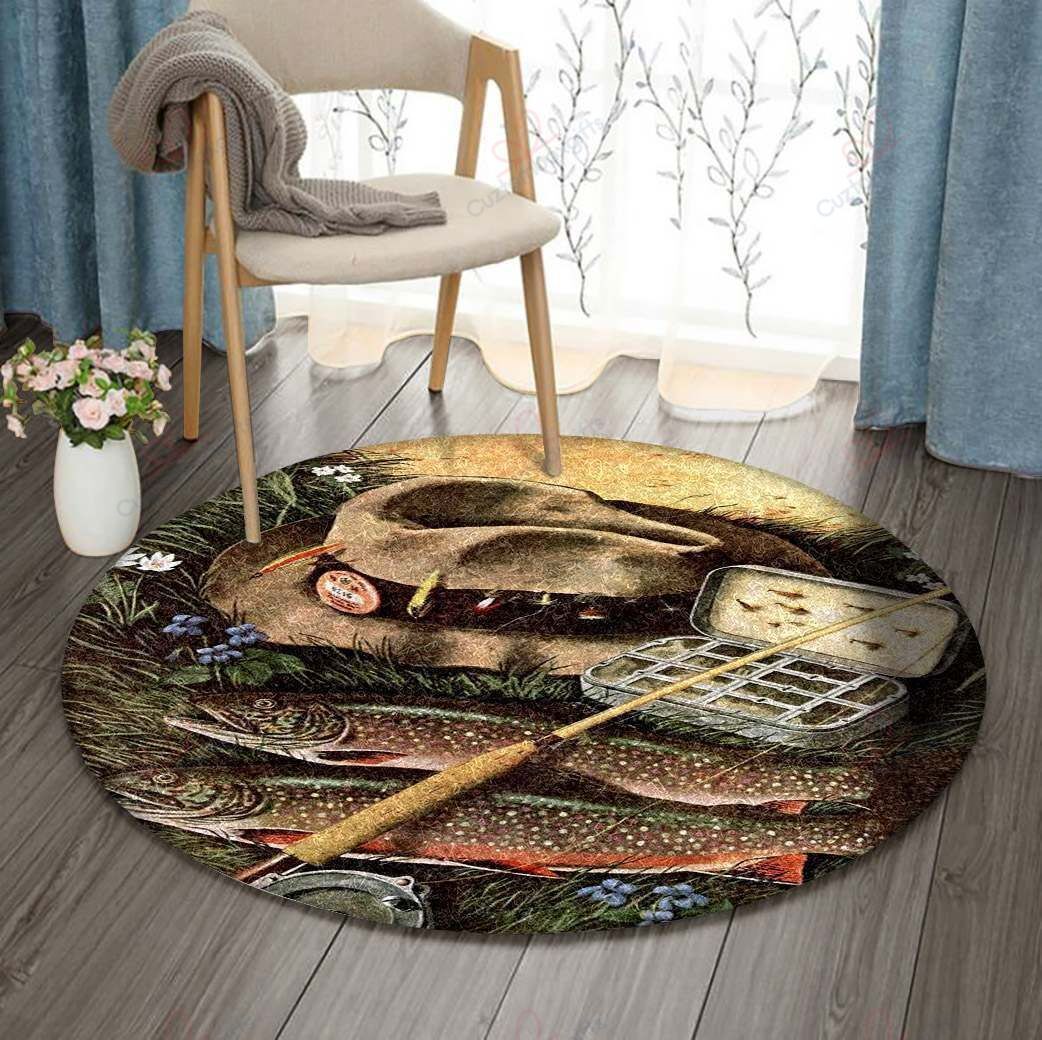 Fishing And Hat Round Carpet Floor Rug Living Room Bedroom Decor Round Area Rug Carpet Fishing And Hat Round Carpet Floor Rug Living Room Bedroom Decor Round Area Rug Carpet
