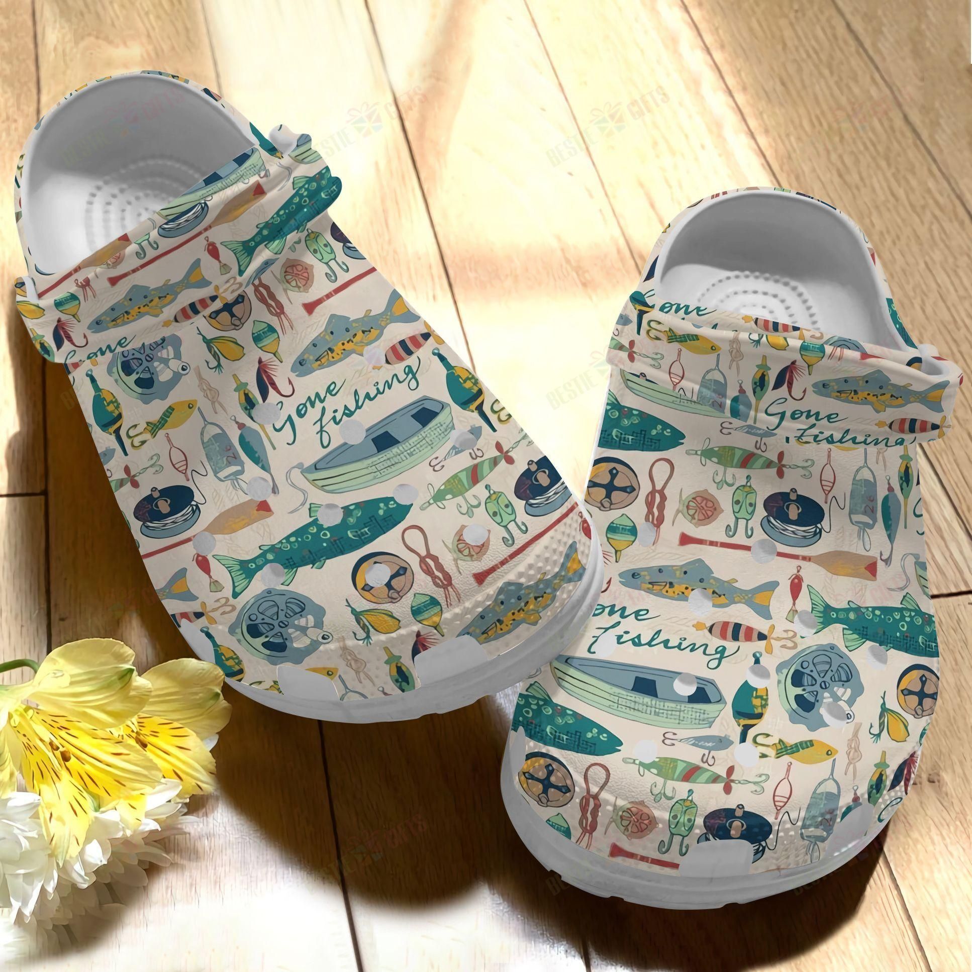 Fishing Crocs Clog Classic Clog Whitesole Gone Fishing Shoes Fishing Crocs Clog Classic Clog Whitesole Gone Fishing Shoes
